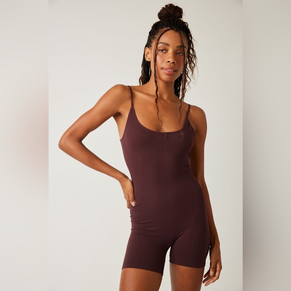 Free People One to Watch Romper Chocolate Merlot NWOT M/L